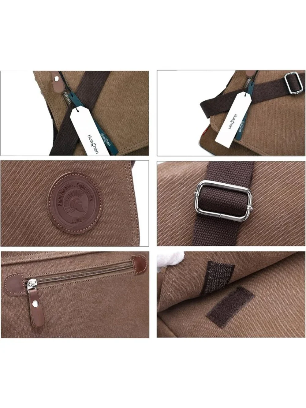 Vintage Canvas Messenger Bag | Unisex Travel Crossbody Satchel for 14